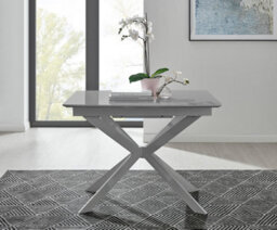 Furniturebox Uk Lira 100Cm Grey Metal Extending Dining Table & 4 Cream Pesaro Silver Chairs - thumbnail 6