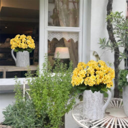 4 Pack Artificial Geraniums, Outdoor Artificial Flower Bouquet For Wedding, Garden, Indoor Decoration, Yellow - thumbnail 9