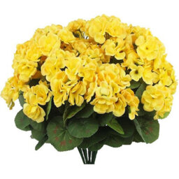 4 Pack Artificial Geraniums, Outdoor Artificial Flower Bouquet For Wedding, Garden, Indoor Decoration, Yellow - thumbnail 1