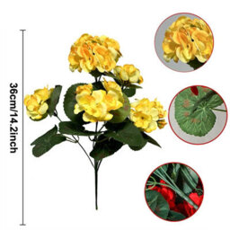 4 Pack Artificial Geraniums, Outdoor Artificial Flower Bouquet For Wedding, Garden, Indoor Decoration, Yellow - thumbnail 2