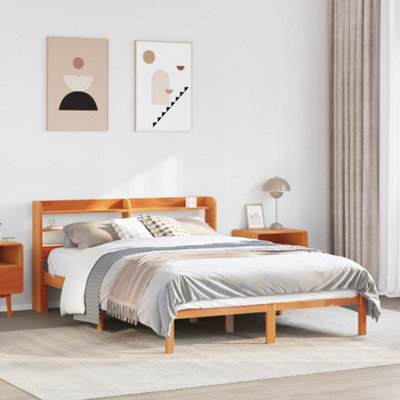 Berkfield Bed Frame With Headboard Without Mattress Wax Brown 120X190 Cm Small Double - image 1