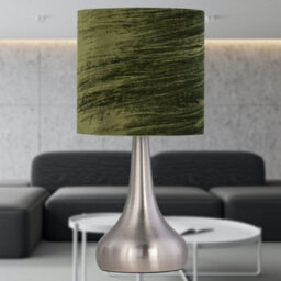 First Choice Lighting Set Of 2 Romana - Brushed Chrome Touch Operated Table Lamps Bedside Lights Dark Green Crushed Velvet Shade - thumbnail 4