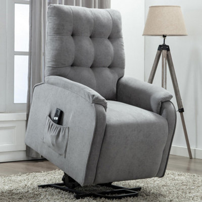 More4Homes Charlbury Fabric Rise Recliner Armchair Electric Lift Chair (Grey) - image 1