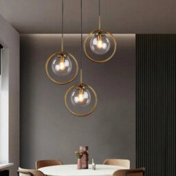 Modern Glass Globe Pendant Light, Adjustable Wire Ceiling Lamp, Indoor Lighting For Living Room, Kitchen, Bedroom, E27 Base - thumbnail 4