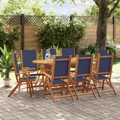 Berkfield 9 Piece Garden Dining Set Solid Wood Acacia And Textilene - image 1