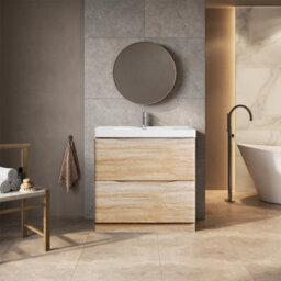 Plum&clay Eden Light Oak Floor Standing Vanity Unit With Ceramic Basin (W)900mm - thumbnail 2