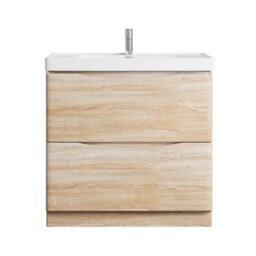 Plum&clay Eden Light Oak Floor Standing Vanity Unit With Ceramic Basin (W)900mm - thumbnail 4