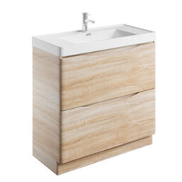 Plum&clay Eden Light Oak Floor Standing Vanity Unit With Ceramic Basin (W)900mm - thumbnail 3