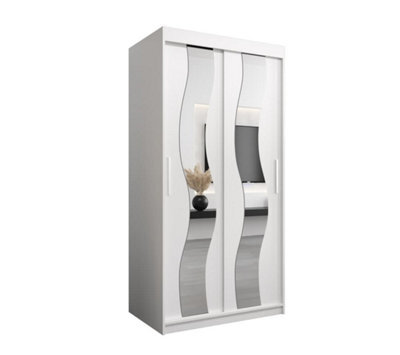 Arte Seville Sliding Door Wardrobe With Mirrored Doors And Spacious Shelves In White (H)2000mm (W)1000mm (D)620mm - image 1