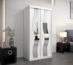Arte Seville Sliding Door Wardrobe With Mirrored Doors And Spacious Shelves In White (H)2000mm (W)1000mm (D)620mm - thumbnail 2