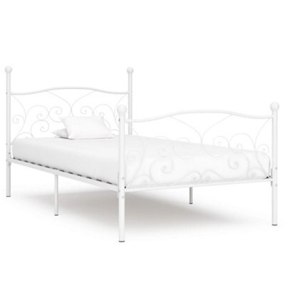 Berkfield Bed Frame With Slatted Base White Metal 90X200 Cm - image 1