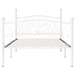 Berkfield Bed Frame With Slatted Base White Metal 90X200 Cm - thumbnail 3
