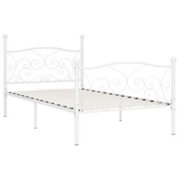 Berkfield Bed Frame With Slatted Base White Metal 90X200 Cm - thumbnail 2