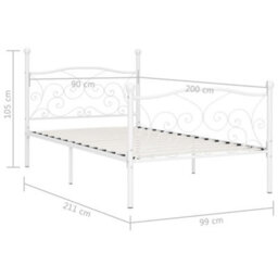 Berkfield Bed Frame With Slatted Base White Metal 90X200 Cm - thumbnail 5