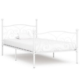 Berkfield Bed Frame With Slatted Base White Metal 90X200 Cm - thumbnail 1