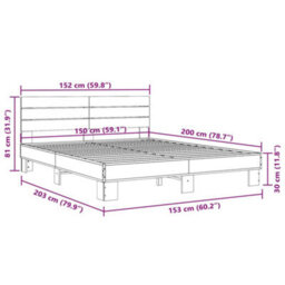 Berkfield Bed Frame Without Mattress Brown Oak 150X200 Cm King Size - thumbnail 9