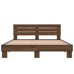 Berkfield Bed Frame Without Mattress Brown Oak 150X200 Cm King Size - thumbnail 4