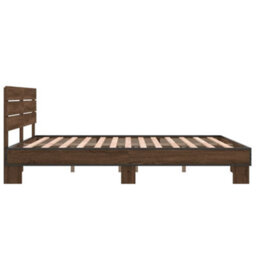 Berkfield Bed Frame Without Mattress Brown Oak 150X200 Cm King Size - thumbnail 5