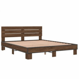 Berkfield Bed Frame Without Mattress Brown Oak 150X200 Cm King Size - thumbnail 3