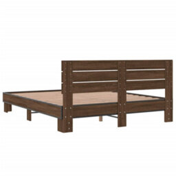 Berkfield Bed Frame Without Mattress Brown Oak 150X200 Cm King Size - thumbnail 6