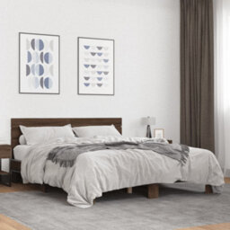 Berkfield Bed Frame Without Mattress Brown Oak 150X200 Cm King Size - thumbnail 1