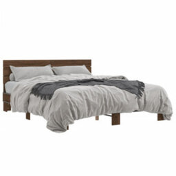 Berkfield Bed Frame Without Mattress Brown Oak 150X200 Cm King Size - thumbnail 2