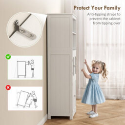 Homcom Kitchen Cupboard Storage Cabinet Adjustable Shelves, Glass Doors, White - thumbnail 7
