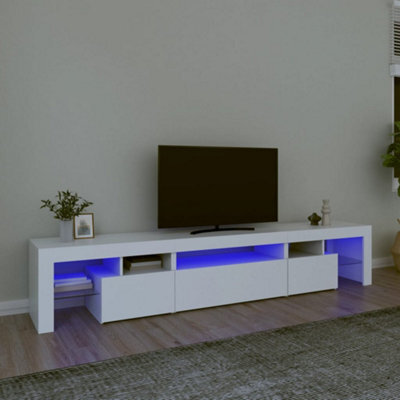 Walplus Tv Cabinet With Led Lights White 215X36.5X40 Cm - image 1