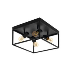 Eglo Silentina Black/clear Metal/glass 4-Light Flush Ceiling Fitting (D) 36Cm - thumbnail 1