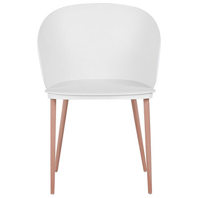 Beliani Set Of 2 Dining Chairs White - Synthetic Seat, Metal Legs, Matt Finish - image 1