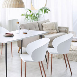 Beliani Set Of 2 Dining Chairs White - Synthetic Seat, Metal Legs, Matt Finish - thumbnail 2
