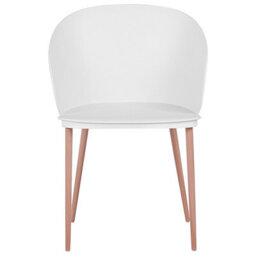Beliani Set Of 2 Dining Chairs White - Synthetic Seat, Metal Legs, Matt Finish - thumbnail 1
