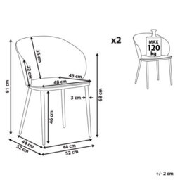 Beliani Set Of 2 Dining Chairs White - Synthetic Seat, Metal Legs, Matt Finish - thumbnail 5