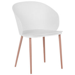 Beliani Set Of 2 Dining Chairs White - Synthetic Seat, Metal Legs, Matt Finish - thumbnail 4