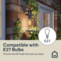 GoodHome Casterton Fixed Matt Grey Mains-Powered (Wired) Incandescent Outdoor Wall Light - thumbnail 6