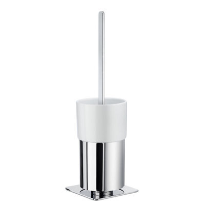 Smedbo Chrome Freestanding Toilet Brush And Porcelain Container