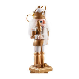 Living And Home 4Pcs Wooden Nutcracker Figurine Set Gold White Christmas Tree Hanging Ornament - thumbnail 8