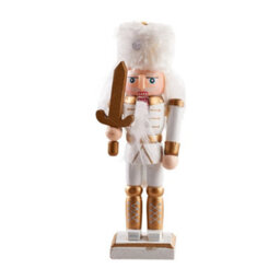 Living And Home 4Pcs Wooden Nutcracker Figurine Set Gold White Christmas Tree Hanging Ornament - thumbnail 5