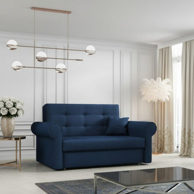 Viva Ii Sofa Bed With Sleep Function And Bedding Storage Hydrophobic Fabric Metal Legs 148X85X98 Blue - image 1