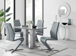Furniturebox Uk Imperia 4 Modern Grey High Gloss Dining Table And 4 Elephant Grey Willow Chairs Set - thumbnail 1