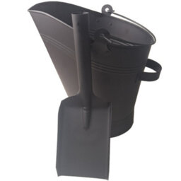 Finetree Coal Scuttle Bucket And Shovel Set, 33Cm, Black Powder-Coated Steel, Fireside Storage - thumbnail 5
