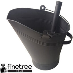 Finetree Coal Scuttle Bucket And Shovel Set, 33Cm, Black Powder-Coated Steel, Fireside Storage - thumbnail 3