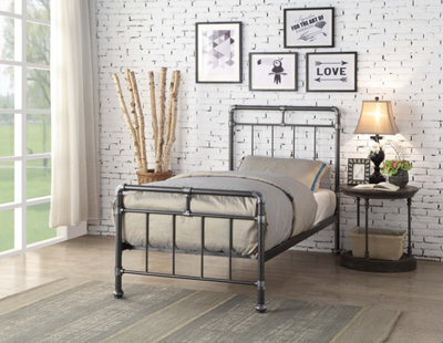 Flintshire Furniture Cilcain Single 3Ft Black/silver Metal Bed Frame - image 1
