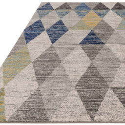 The Rug Edit Grey Blue Modern Muse Harlequin Diamond Geometric Rug - thumbnail 4