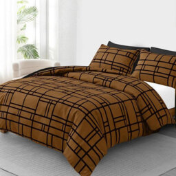 Pamposh 4 Pcs King Size Duvet Cover Sets With Matching Black King Size Fitted Sheets Premium Microfibre Reversible Bedding Set