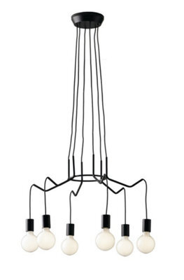 Luminosa Lighting Luminosa Habitat 6 Light Hanging Wire Pendant, Black, E27