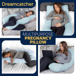 Dreamcatcher  U Shaped Pregnancy Pillow Blue, Maternity Cushion Machine Washable & Removable Velvet Cover - thumbnail 5