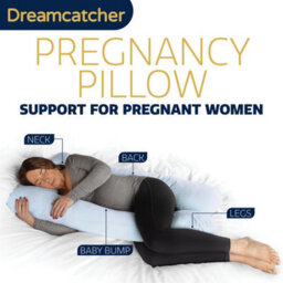Dreamcatcher  U Shaped Pregnancy Pillow Blue, Maternity Cushion Machine Washable & Removable Velvet Cover - thumbnail 2