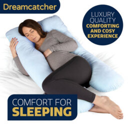 Dreamcatcher  U Shaped Pregnancy Pillow Blue, Maternity Cushion Machine Washable & Removable Velvet Cover - thumbnail 3