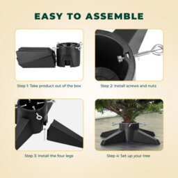 Festive Fix Grey Christmas Tree Stand Heavy Duty Metal Holder For Real Trees Up To 6Ft With Water Reservoir And Easy Assembly - thumbnail 7